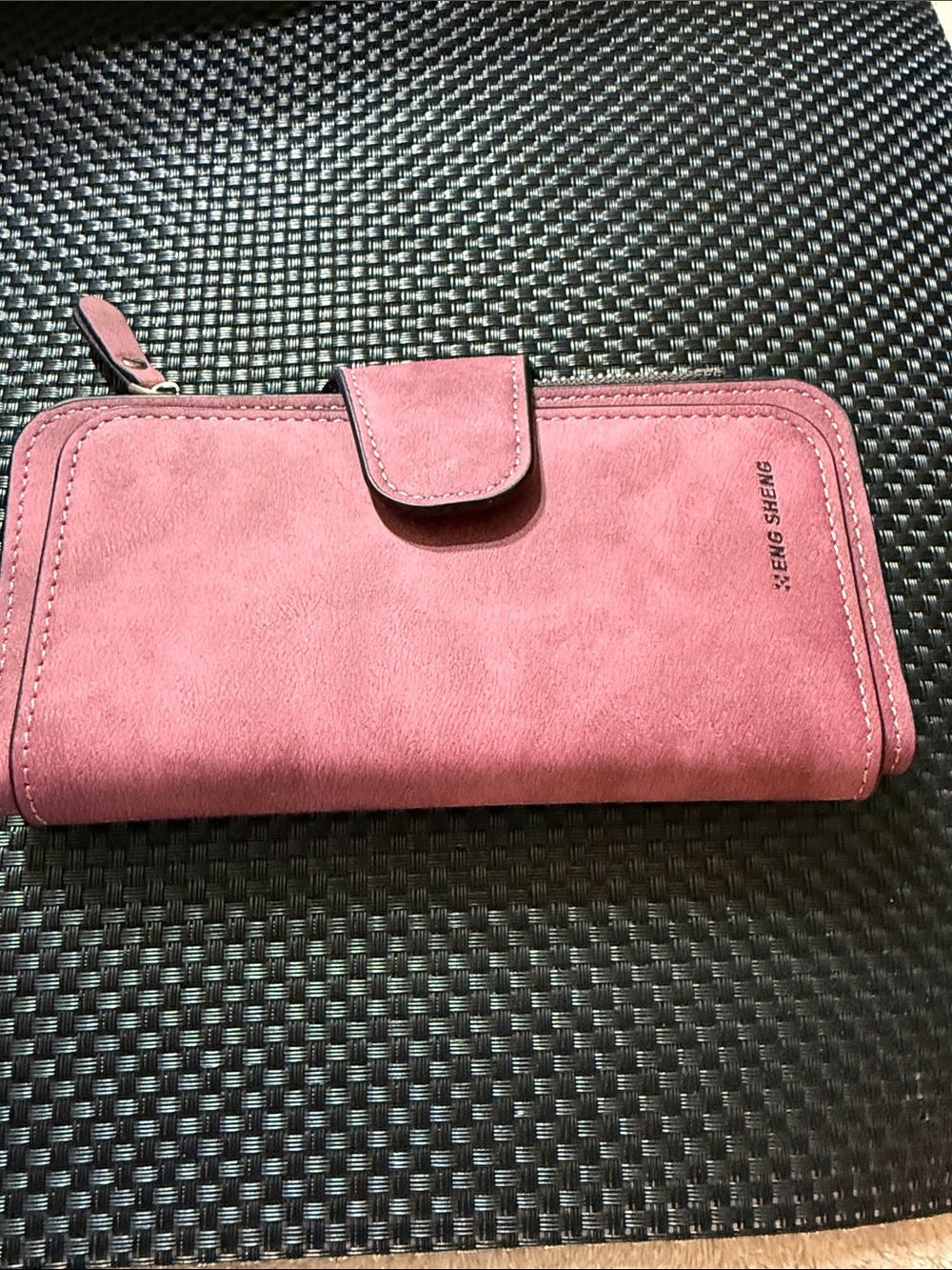 Pink Suede-Style Women's Wallet
